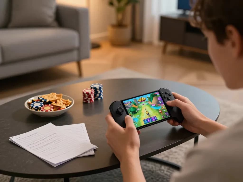 Tải hitclub on mobile app during an engaging gaming session in a cozy home setting.