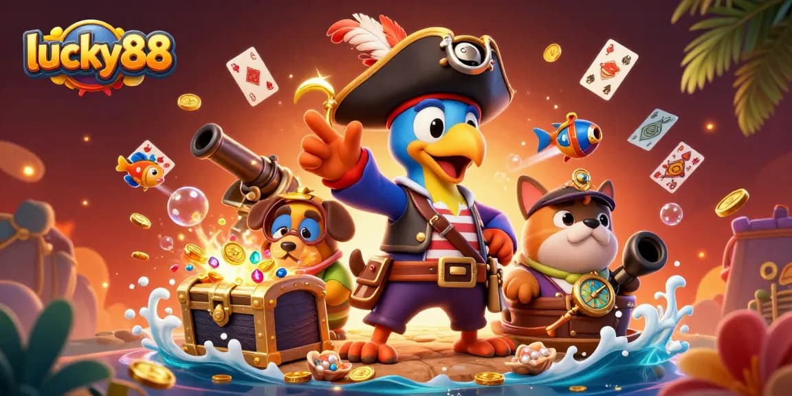 Engage in immersive gameplay with lucky88, showcasing a vibrant pirate-themed casino scene.