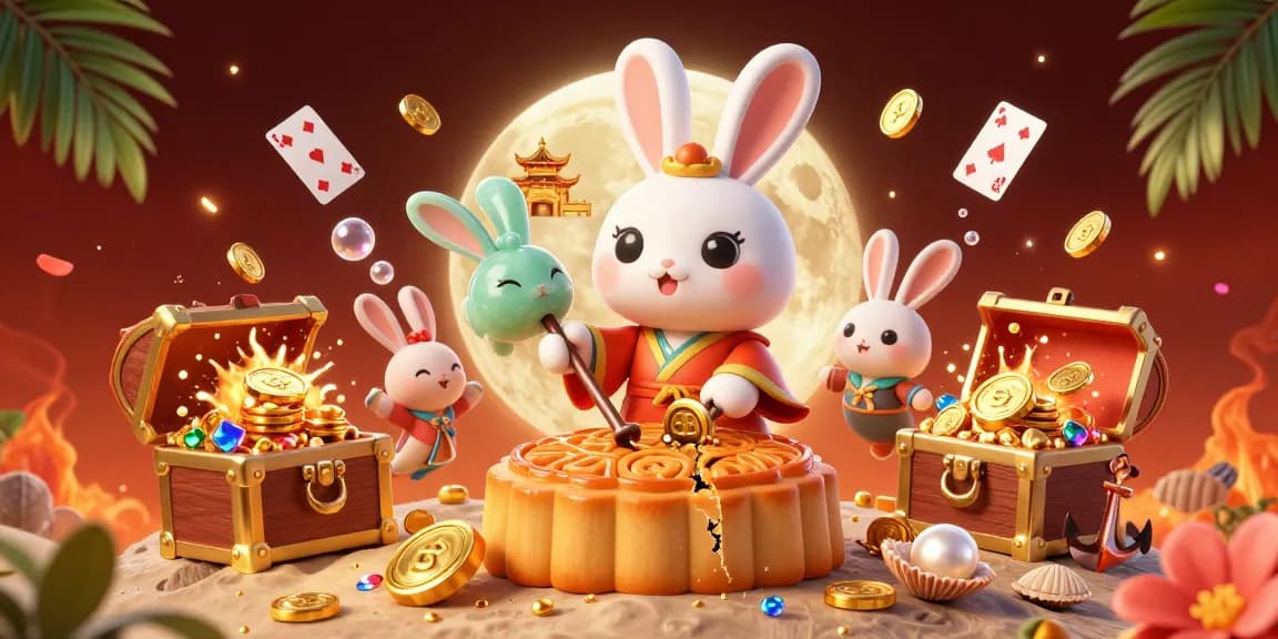 Engage with credit card casinos featuring a magical lunar scene with poker chips and lively visuals.