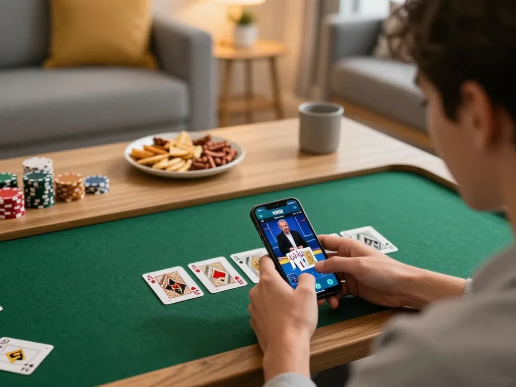 KWIN mobile app in action during a blackjack game, capturing responsible gaming at home