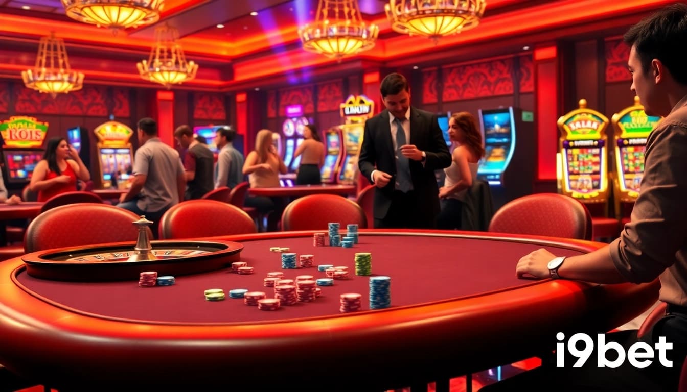 Experience thrilling gaming at i9bet with poker tables and vibrant slot machines.