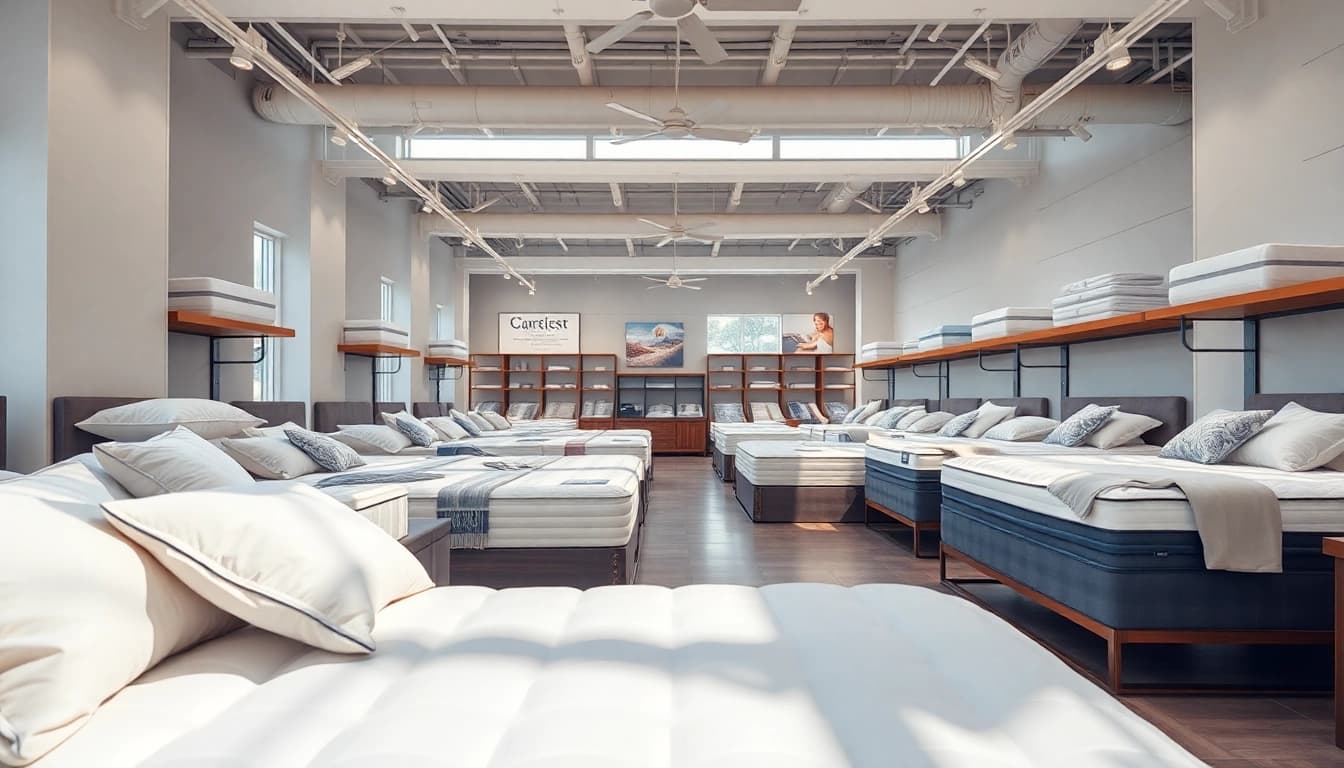 Explore the finest selection at this mattress store near me, showcasing elegant mattress displays.