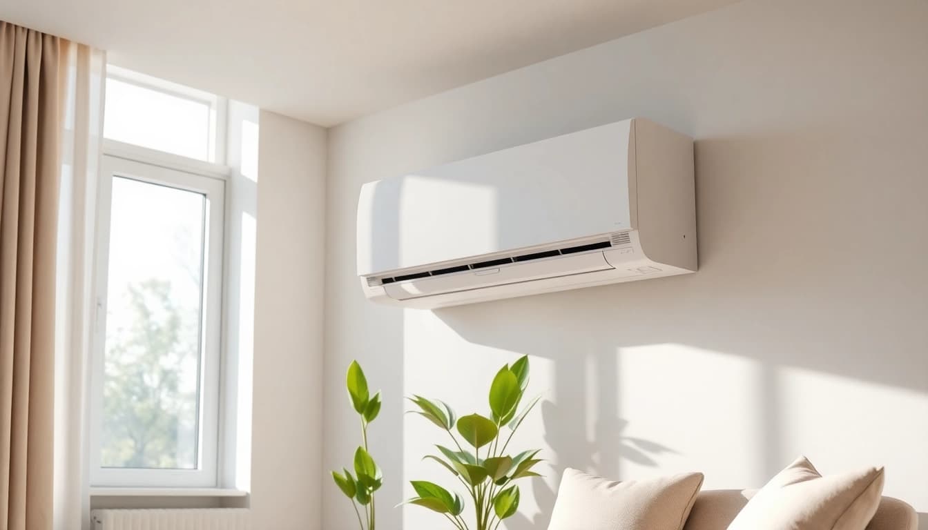 Efficient mini split ac unit mounted in a stylish room, enhancing comfort.