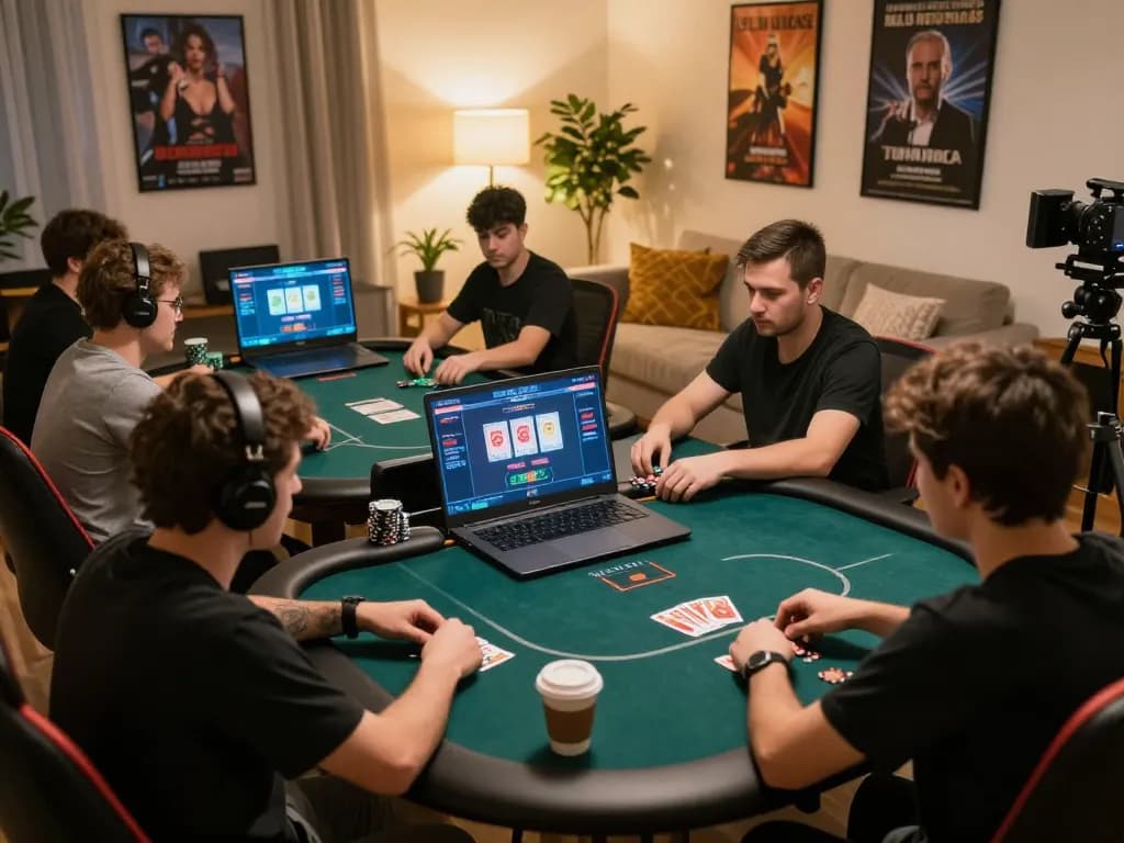 Players engage in an online poker game with NET88 interface, showcasing strategic gameplay and excitement.