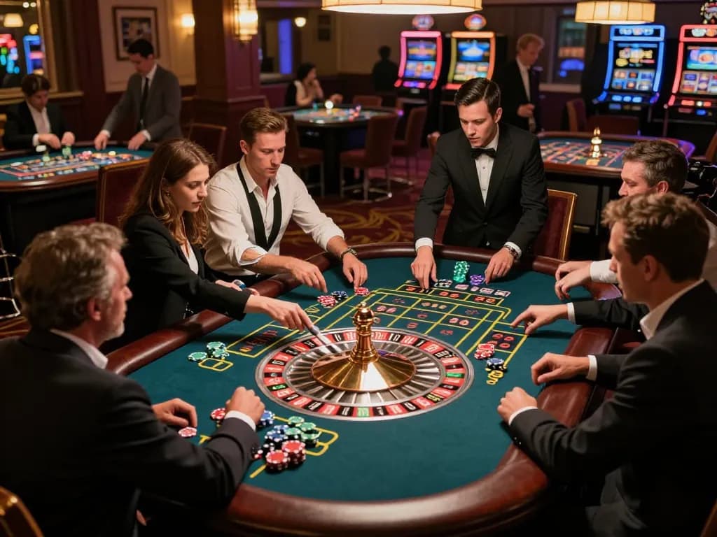 Players engaging at the roulette table while enjoying their time at 99Win casino.