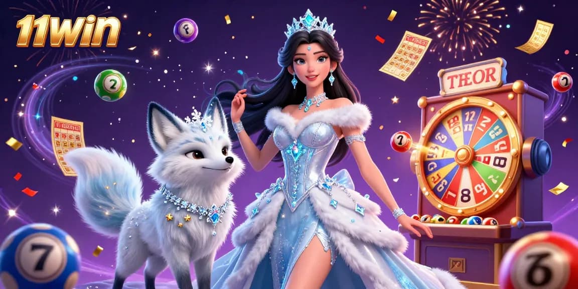 Experience thrilling lottery excitement and captivating slot visuals with 11WIN in this vibrant illustration.