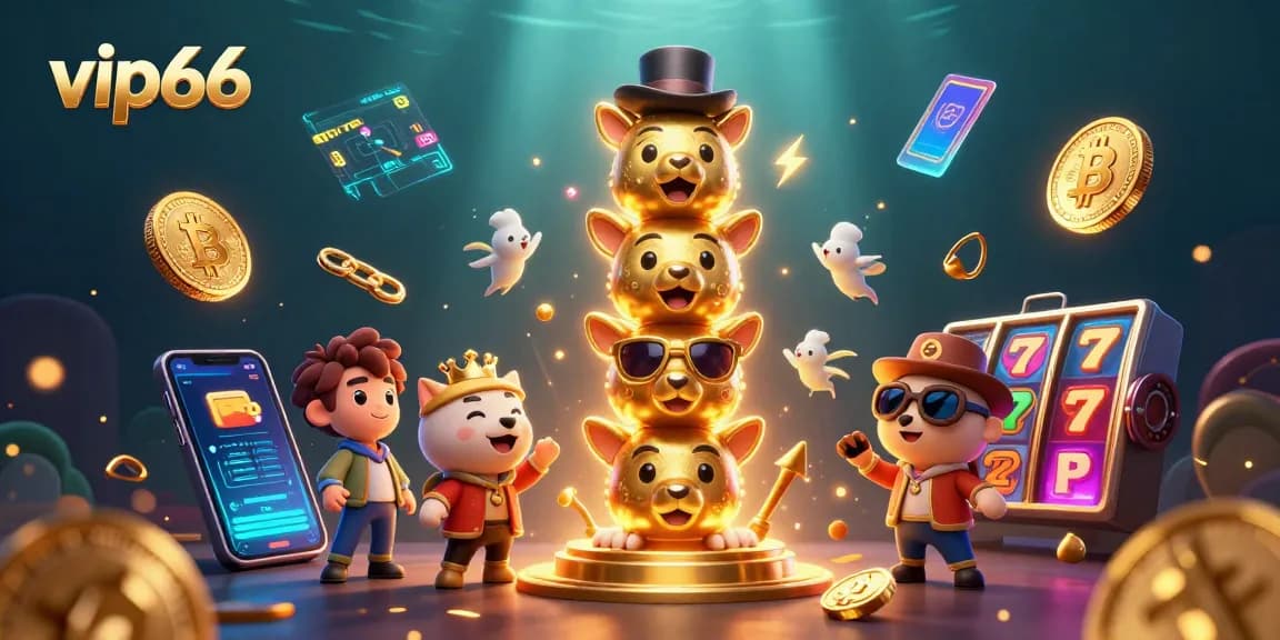 Spin the reels and win with vip66 in this vibrant casino-themed digital illustration.