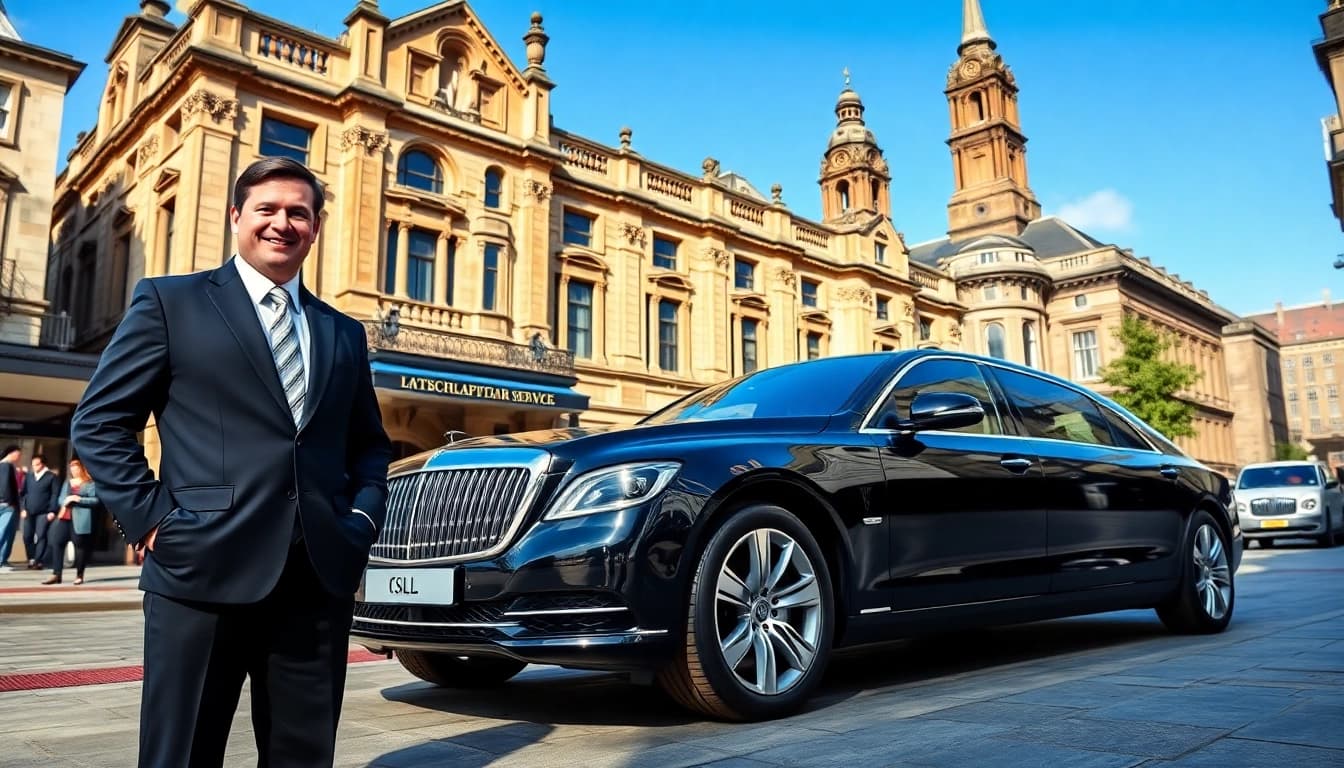 Chauffeur Nottingham offering premium service with an elegant vehicle in a city setting.