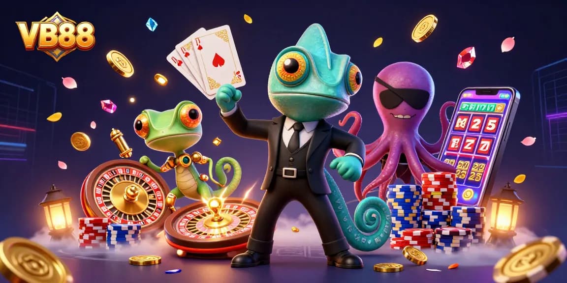 Experience thrilling casino action with VB88, showcasing vibrant characters and dynamic game elements.