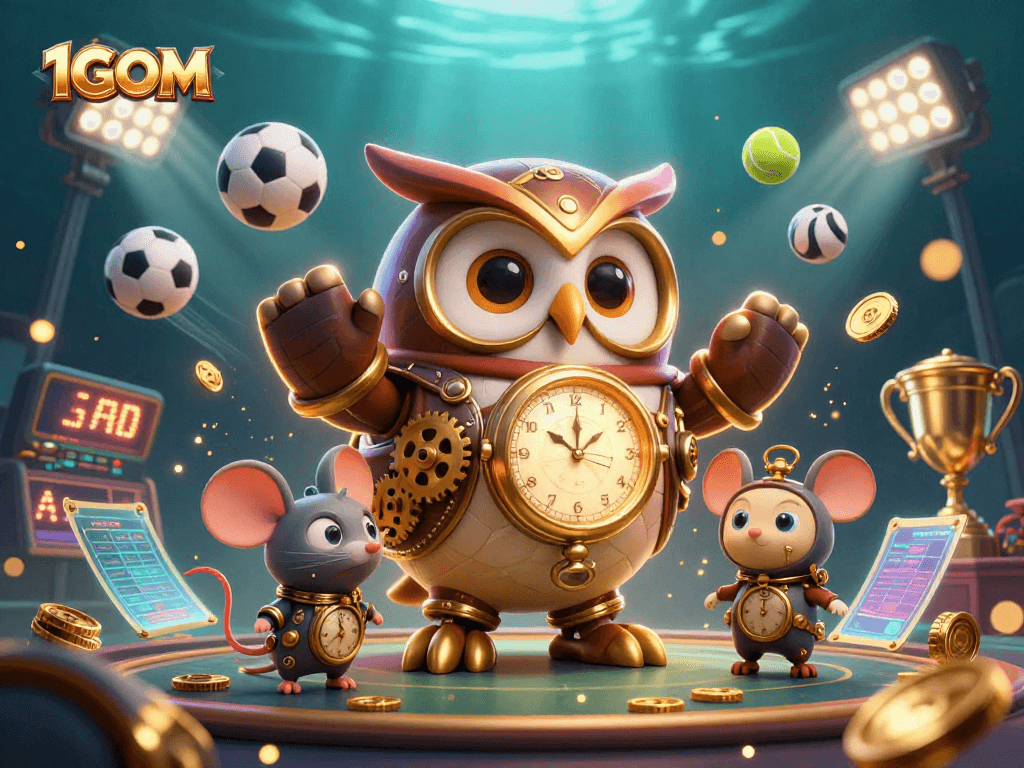 Engage in thrilling bets with 1GOM's modern casino, featuring vibrant steampunk elements.