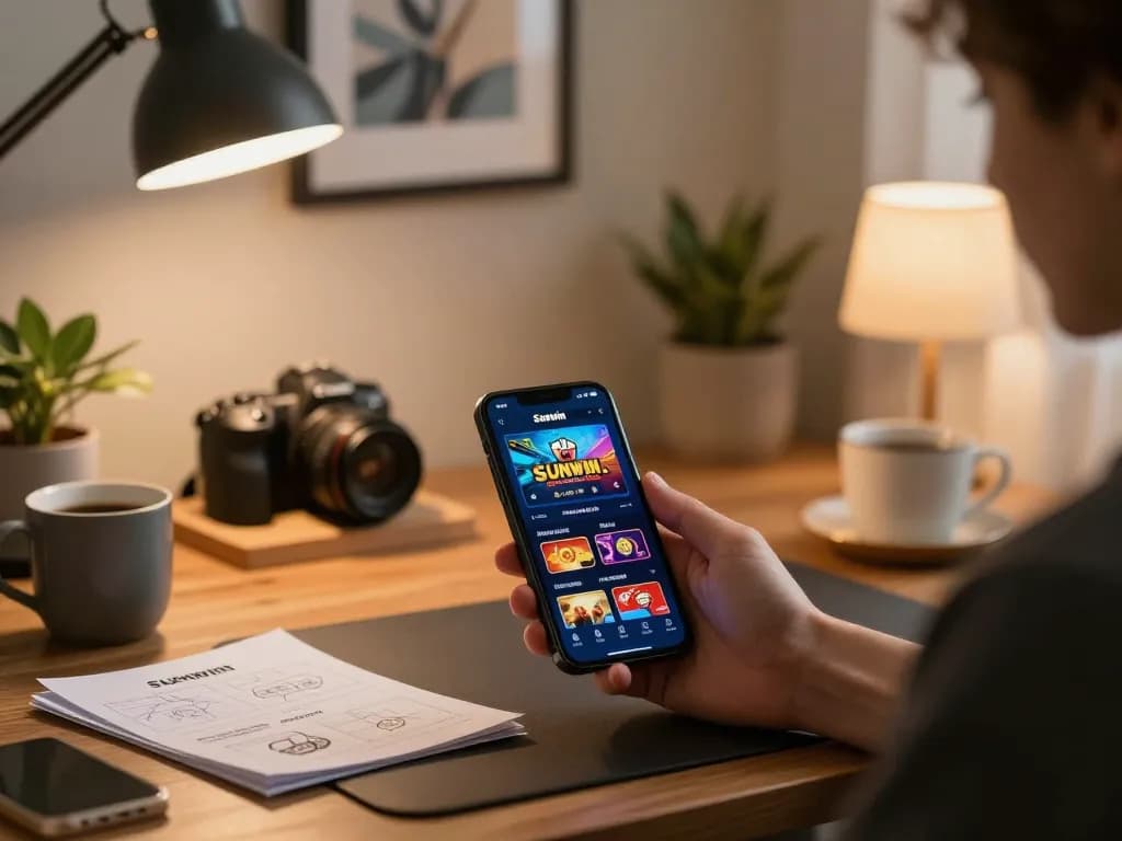 Experience thrilling gameplay with Sunwin as you engage in mobile gambling from home.