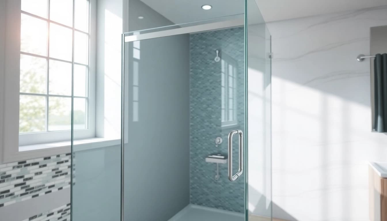 Beautifully designed shower screens semi frameless enhancing a modern bathroom ambiance.