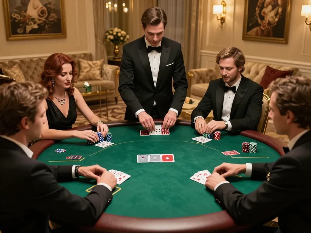 Players engaging in high-stakes poker game at xi88, showcasing strategy and excitement in a luxurious setting.