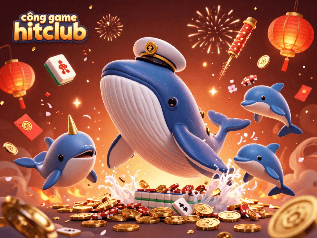 Experience the excitement at cổng game hitclub with playful dolphins and golden treasures.