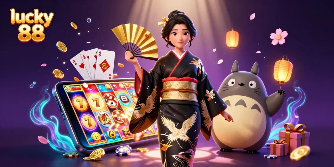 Spin the lucky 88 slot machine for big wins with festive characters and vibrant casino elements.