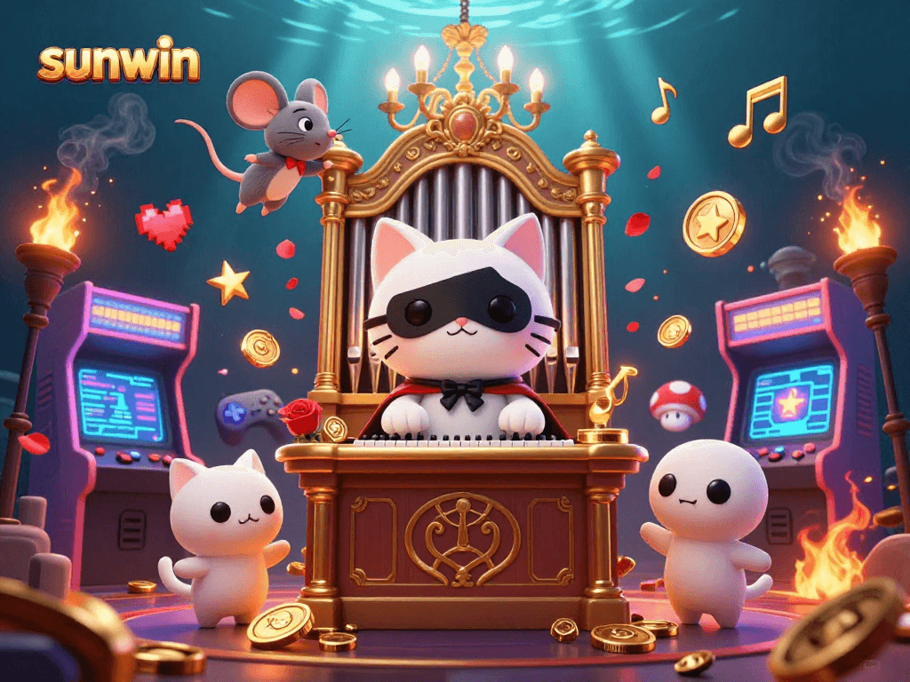 Play slots and win big with sunwin in this vibrant, animated casino scene full of excitement.