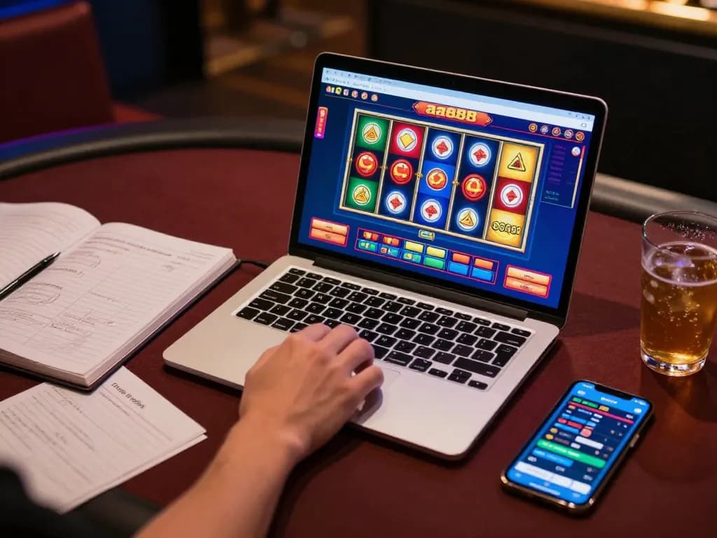 Engaging online gambling setup showcasing aa888 game interface with a player preparing to place bets.