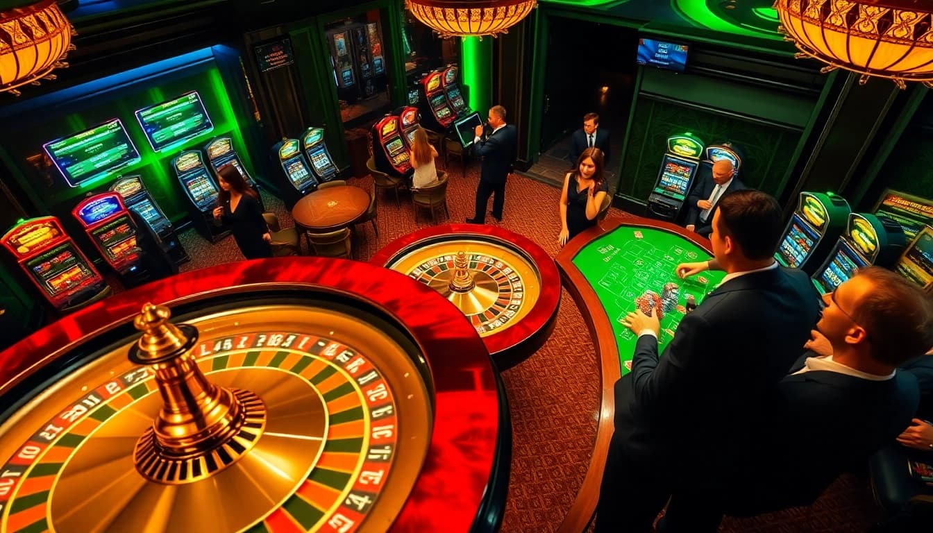 Players enjoying high-stakes roulette at 88vv.jpn.com with vibrant casino atmosphere.