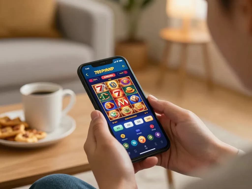 Play exciting slot games on 789P mobile app in a cozy home setup