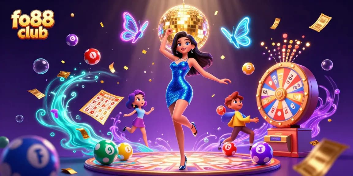 Experience the thrill of fo88 club with vibrant gaming elements in a dazzling casino scene.