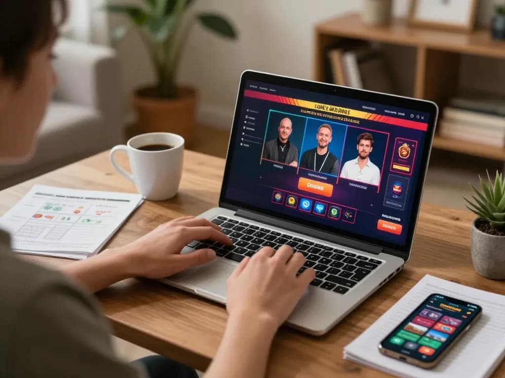 Twiin68 player engaging in online gaming experience using laptop at home with casino app interface