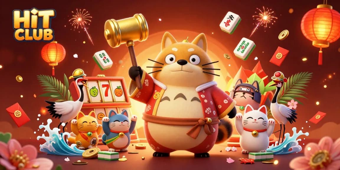 Spin the reels with HIT CLUB in this vibrant 3D illustration showcasing luck and excitement in gambling.