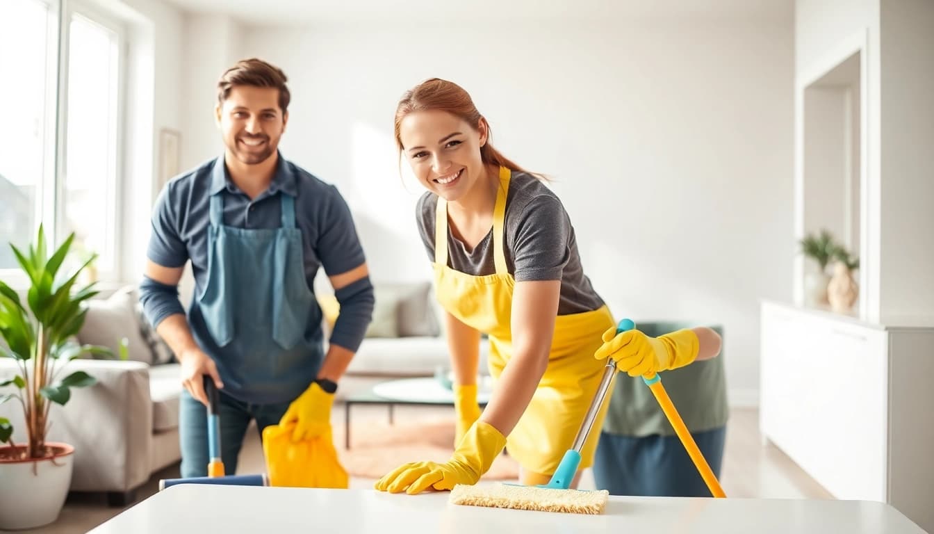 Skilled professionals providing cleaning services Calgary in a bright, inviting home.