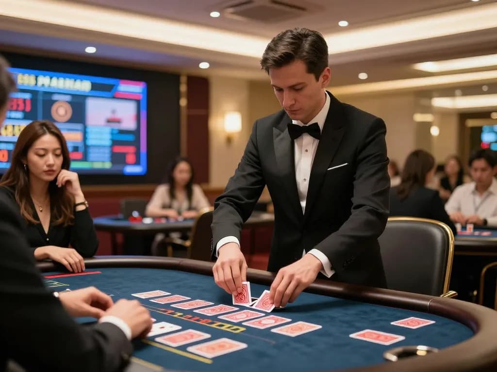 sunwin engaging players at a live dealer table, showcasing online gambling excitement and interaction