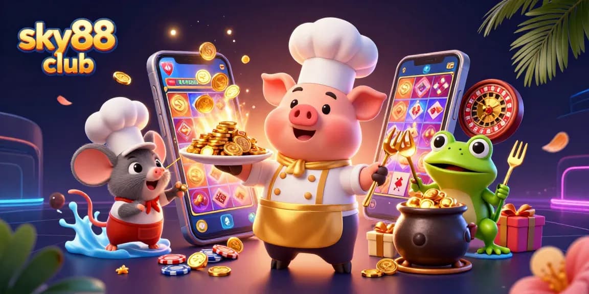 Engage in the thrilling atmosphere of sky88 club with vibrant casino character interactions.