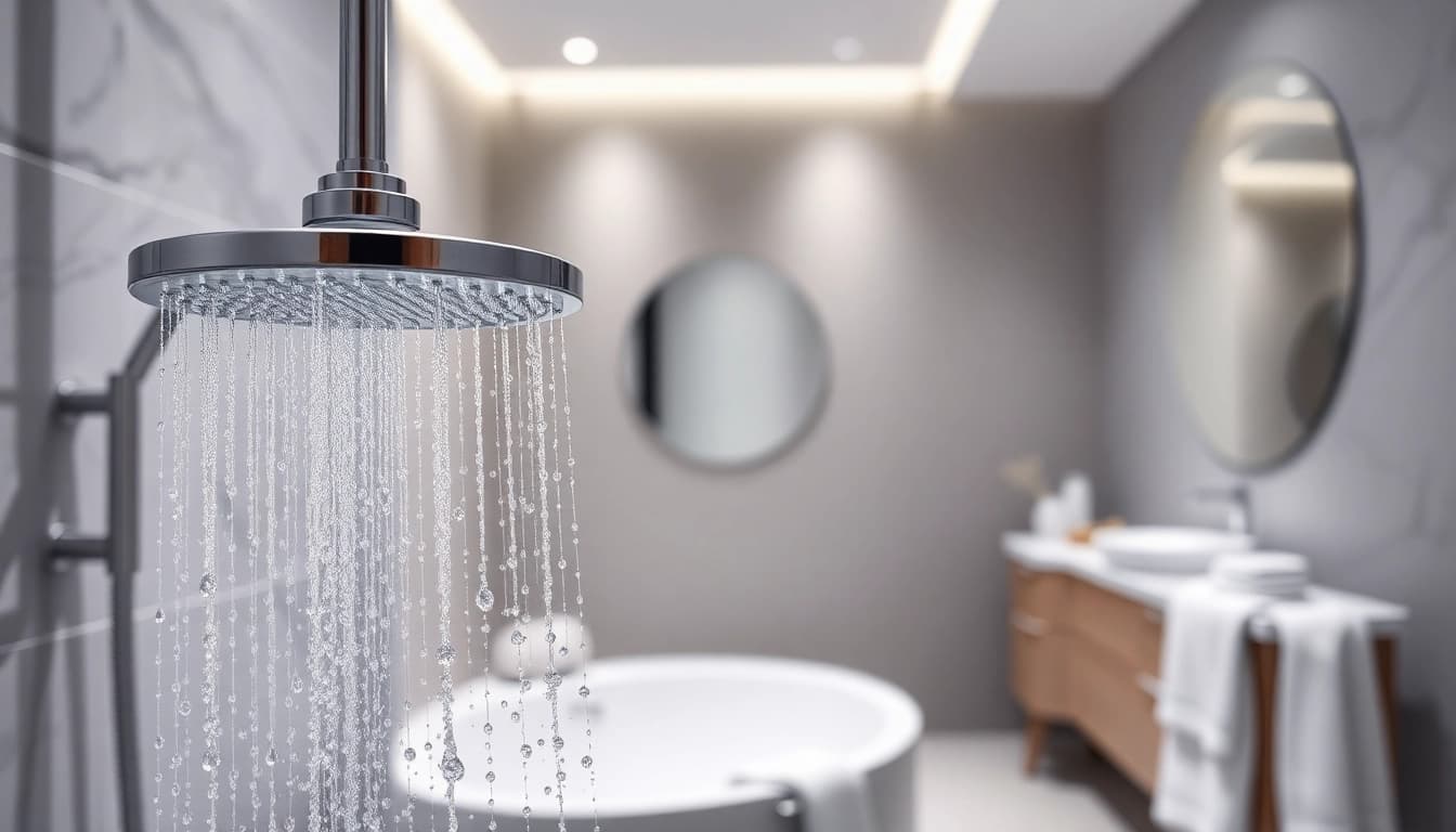 Experience elegant showers Australia with a luxurious rainfall design and modern bathroom aesthetics.