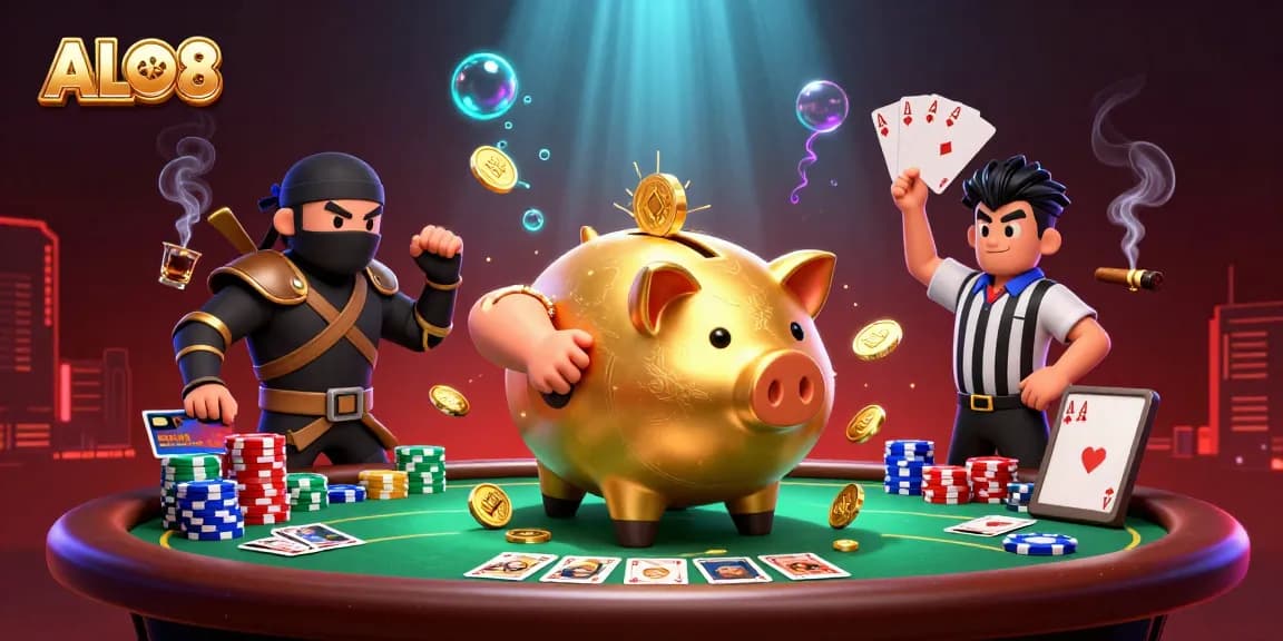 Experience thrilling gameplay at ALO8, featuring a dynamic sumo wrestler and exciting poker elements.