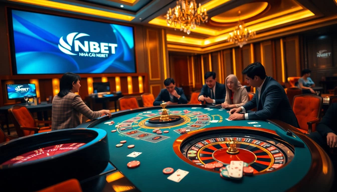 Nha Cai NBET enhances gaming experience at a vibrant casino with live dealer games and exciting betting action.