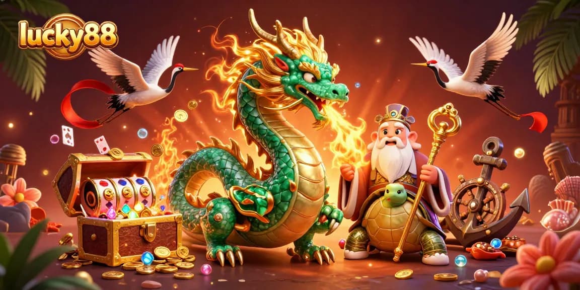 Win big with lucky88 in an exciting casino adventure featuring vibrant 3D characters and game elements.