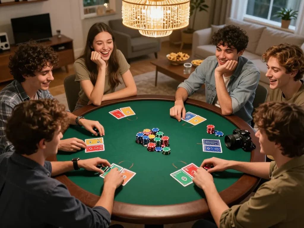 Friends enjoying an online poker game at home, highlighting the excitement of ok8386 gameplay.