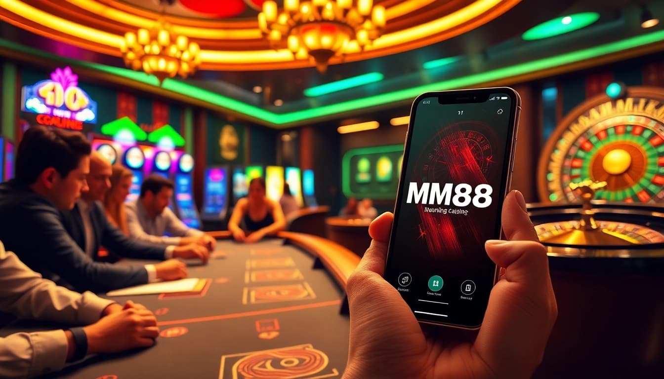 Players enjoying an exciting poker game while using the MM88 online platform on their phones.