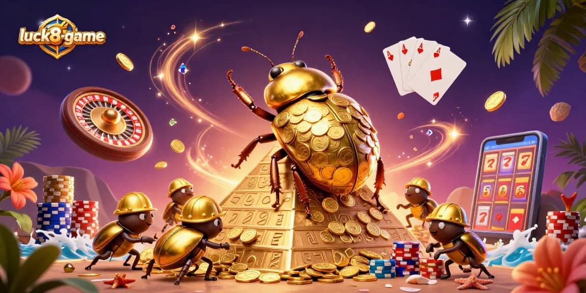 Engage with luck8-game while exploring a vibrant 3D casino world filled with gold coins and dynamic games.