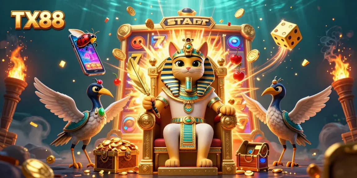 Spin the reels of TX88 and win big with vibrant casino elements in an electrifying scene.
