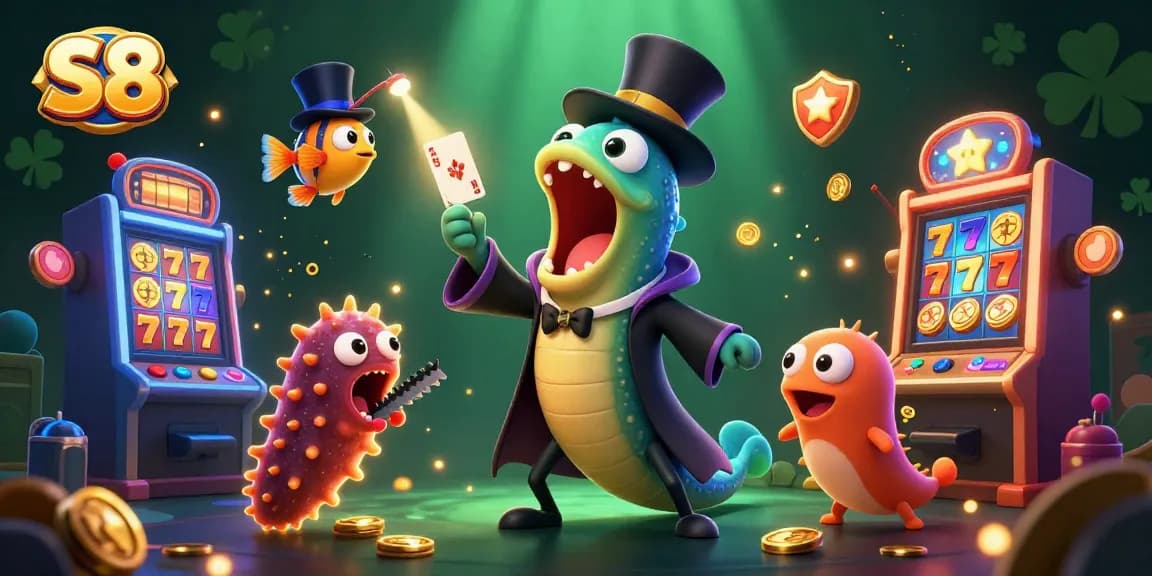 S8 slots come alive with a magical scene featuring a gulper eel magician and gaming elements.