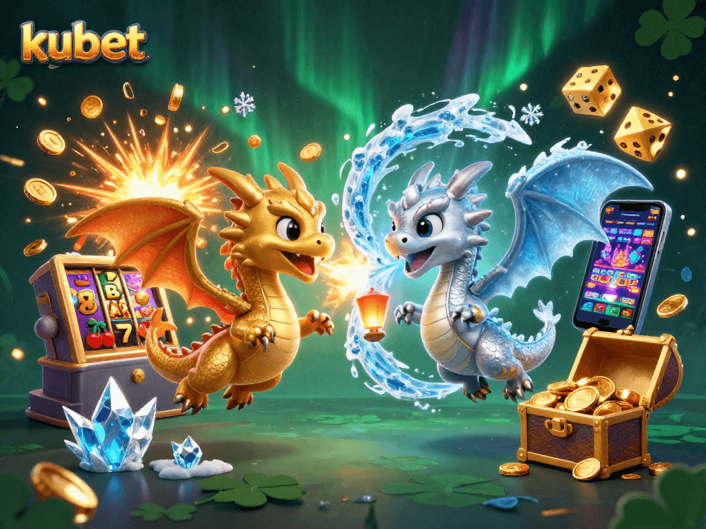 Experience thrilling kubet action with dazzling dragons and vibrant casino elements in 3D