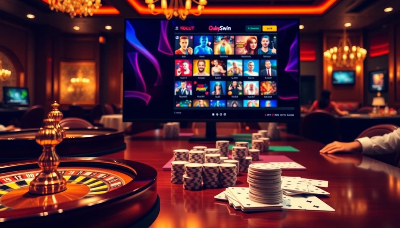Experience thrilling gameplay at https://99okwin.live with poker chips on a vibrant casino table.