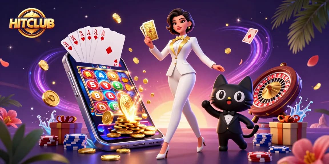 Experience HITCLUB with glamorous gambling action featuring stylish characters and vibrant game elements.