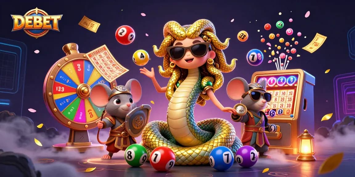 Experience the excitement of DEBET with vibrant lottery balls and thrilling game elements