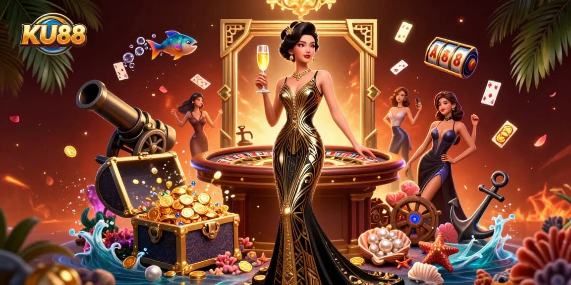 Experience thrilling slots and jackpots at KU88 with vibrant 3D casino imagery.