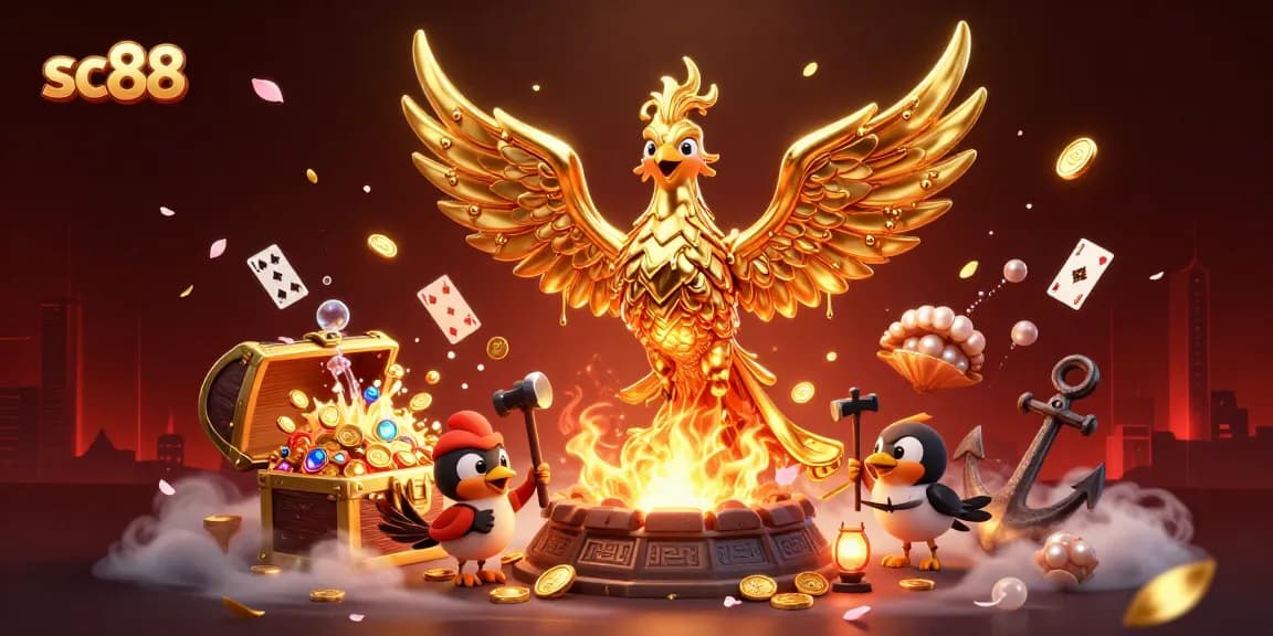 Experience the thrilling excitement of sc88 as molten metal transforms into coins amidst a vibrant casino scene.
