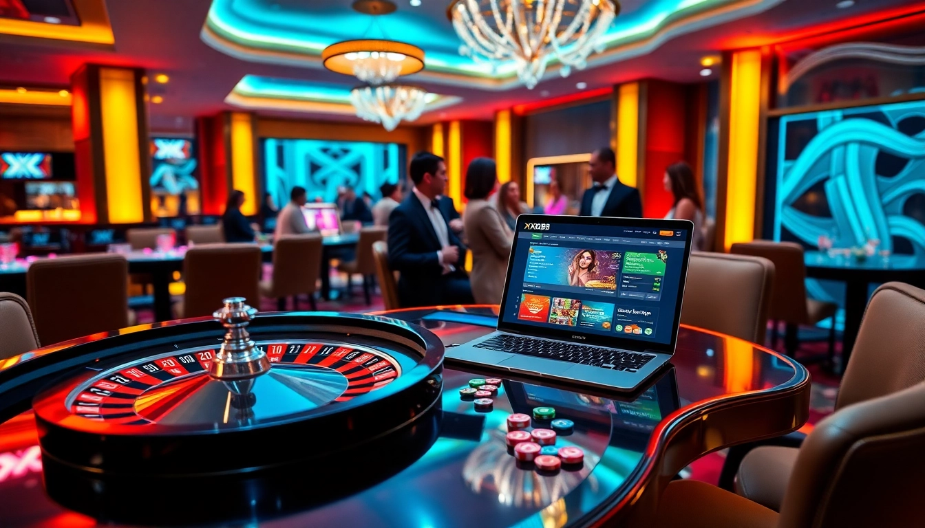 Engaging gambling scene with XX88.se.net website displayed, showcasing casino excitement and luxury.
