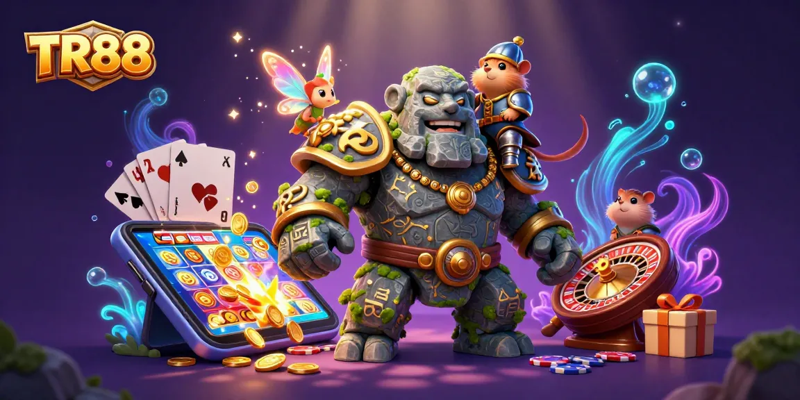 TR88 showcases vibrant 3D characters engaging players in thrilling slot adventures.