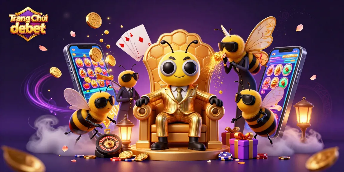 Experience thrilling gameplay at Trang Chủ debet with a vivid illustration of dynamic casino elements and characters.