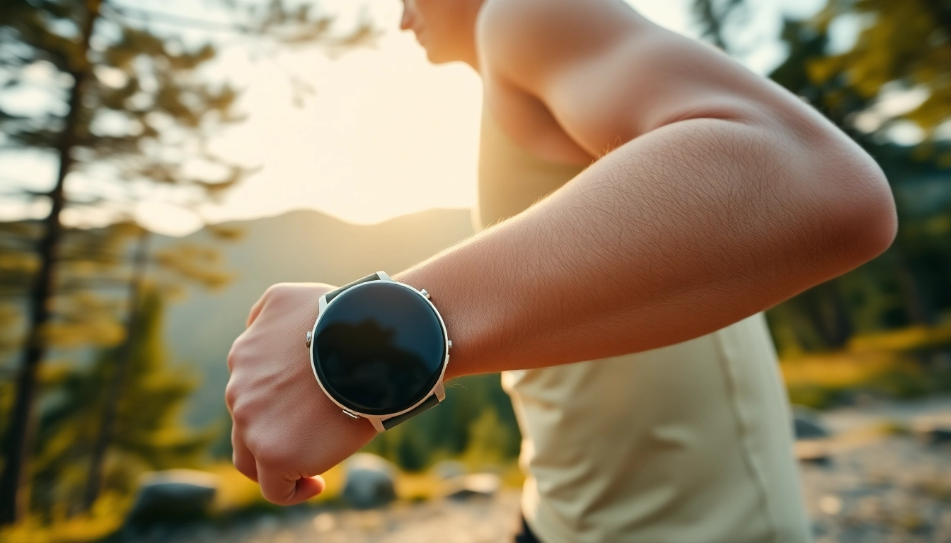 Runner using Coros smartwatch in a beautiful mountain landscape, emphasizing performance.