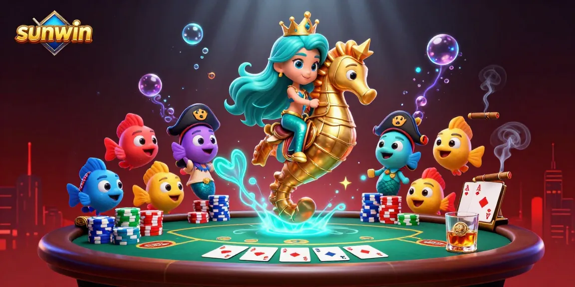 Engage with sunwin’s vibrant 3D mermaid casino scene featuring poker and colorful characters.