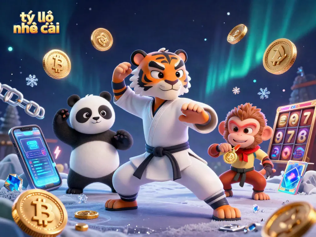 Experience the excitement of tỷ lệ nhà cái with our vibrant 3D illustration of a kung fu tiger master and friends.
